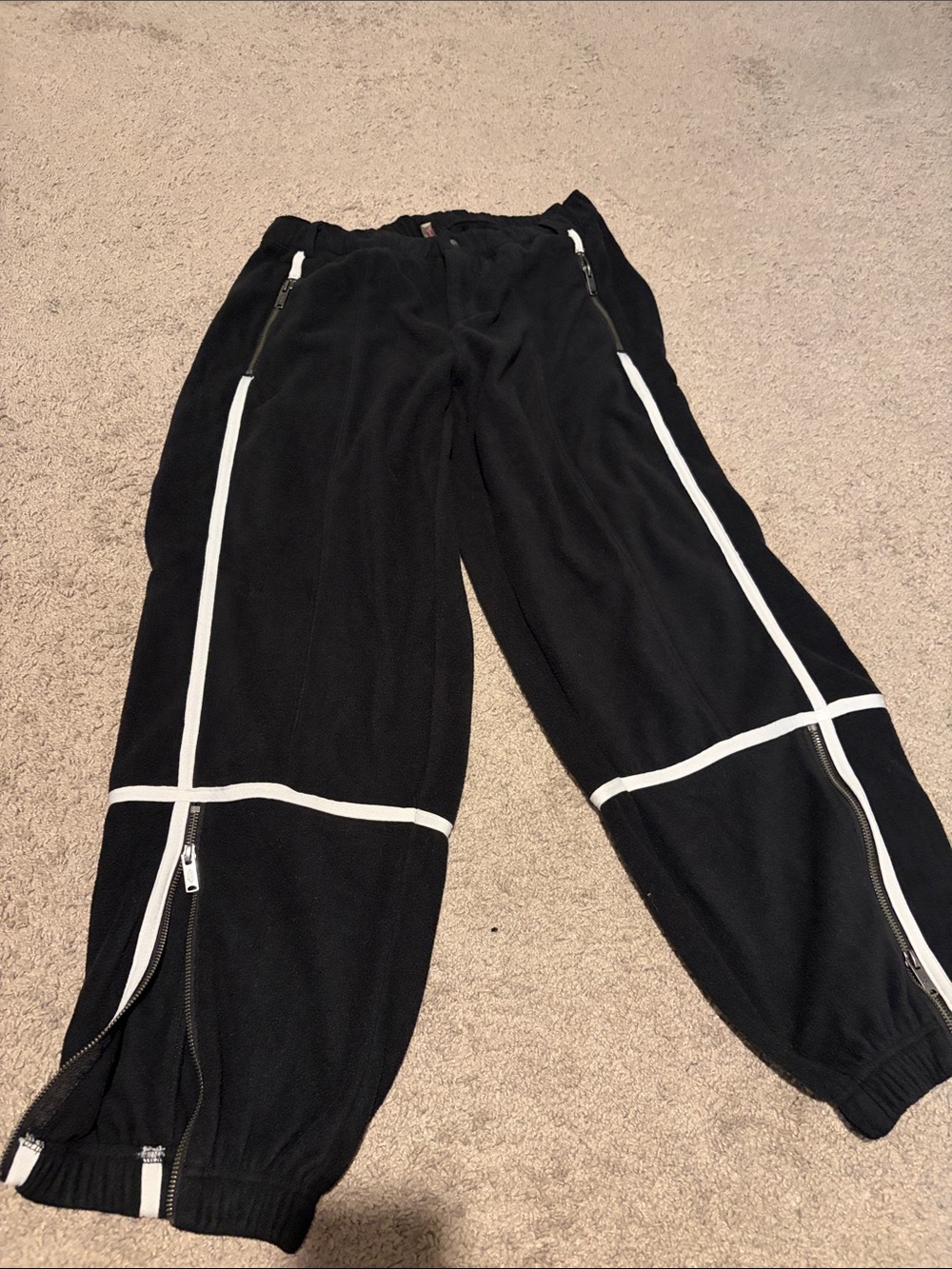 Free People Black Track Pants with White Piping